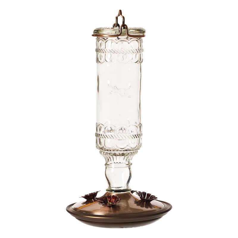 Perky-Pet Antique Glass Bottle Hummingbird Feeder - Outdoor Garden DÃ©cor Hummingbird Feeder - 8107-1SR - 10 Fl Oz Nectar Capacity - Durable Humming bird Feeder for Backyards, Porches, Decks, Hooks - Image 1